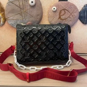 replica-aaa-louis-vuitton-coussin-pm-patent-leather-blackgreen